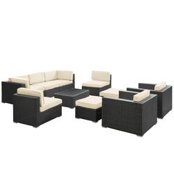 Avia 10 Piece Seating Group in Espresso & White