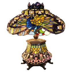Peacock Lantern Table Lamp in Bronze
