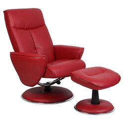 Bonded Leather Recliner & Ottoman in Red