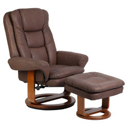 Bonded Leather Recliner & Ottoman in Brown Bonded Leather Recliner & Ottoman in Brown