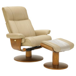 Leather Recliner & Ottoman in Khaki Leather Recliner & Ottoman in Khaki