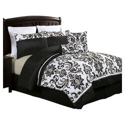 Daniella 8 Piece Comforter Set in Black & White