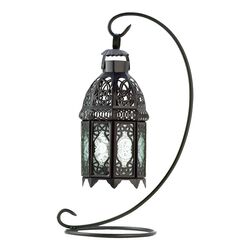 Midnight Clear Glass Table Lantern in Black