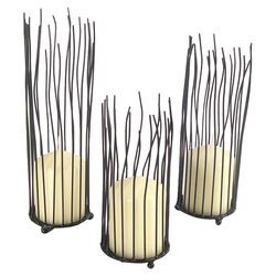 Willow 3 Piece Candle Holder Set in Black