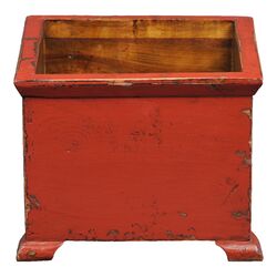 Antique Square Planter in Red