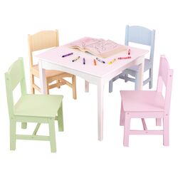 5 Piece Table & Chair Set in Pastel
