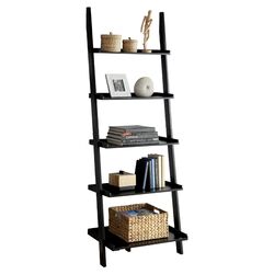 Quint 5 Shelf Ladder Bookshelf in Black