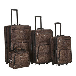 Leopard 4 Piece Luggage Set in Brown