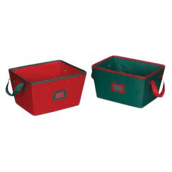 Holiday Storage 2 Piece Bin Set in Red & Green