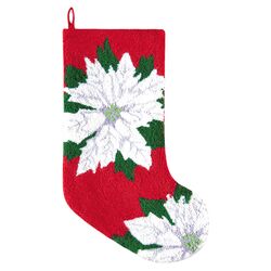 Poinsettia Hooked Stocking in Red