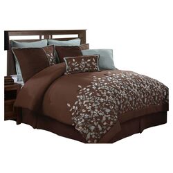 Leaves 8 Piece Comforter Set in Chocolate