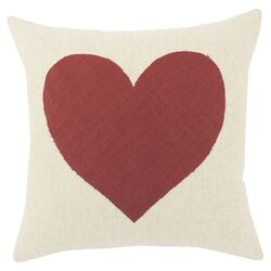 Heart Pillow in Natural & Red
