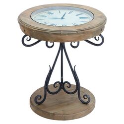 Clock End Table in Brown
