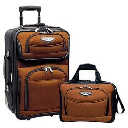 Amsterdam 2 Piece Carry On Suitcase Set in Orange