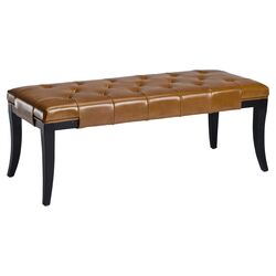 Tyler Leather Bench in Saddle