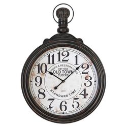 Pocket Watch Style Wall Clock in Distressed Black