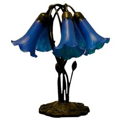5-Way Lily Table Lamp in Blue & Bronze