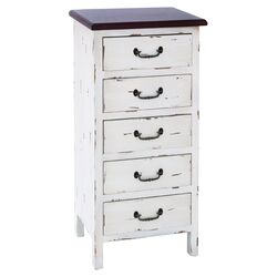 Duran 5 Drawer Chest in Distressed White