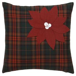 Home for The Holidays Plaid Poinsettia Pillow in Red & Green