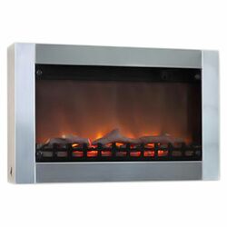 Wall Mounted Electric Fireplace in Stainless Steel