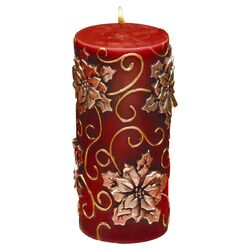Ornate Pillar Candle in Red & Gold (Set of 2)