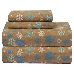 Snowflake Flannel Sheet Set in Brown