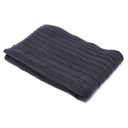 Cable Knit Cotton Throw in Gray