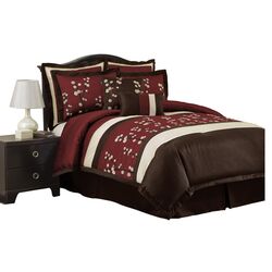 Cocoa Flower 8 Piece Comforter Set in Red