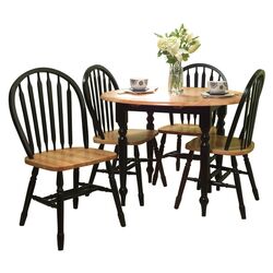 5 Piece Dining Set in Black & Natural