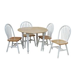 5 Piece Dining Set in White & Natural