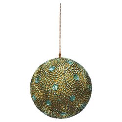Twirl Ball Ornament in Citron & Turquoise (Set of 2)