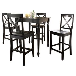 5 Piece X-Back Counter Height Dining Set in Black