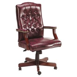 High Back Traditional Office Chair II in Oxblood with Arms