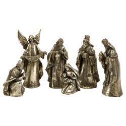 6 Piece Metallic Glory Nativity Set in Silver