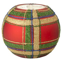 Plaid Tealight Holder in Red & Green