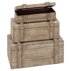 3 Piece Wood Box Décor Set in Driftwood