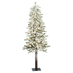 Clear Pre-Lit 4' Flocked Alpine Tree