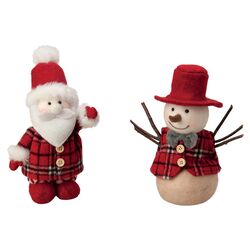 2 Piece Santa & Hal Snowman Figurine Set