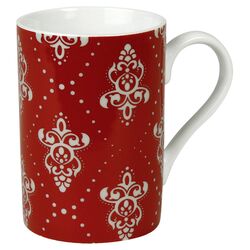 Winter Splendor Rocaille Mug in Red (Set of 4)