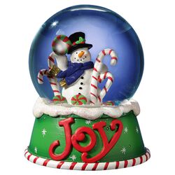 Snowman Joy Candy Cane Snow Globe