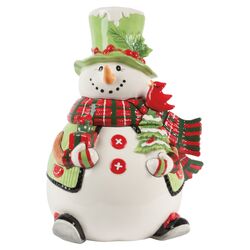 Holly Hat Snowman Cookie Jar