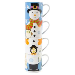 Kris Kringle 4 Piece Snowman Mug Set in Blue