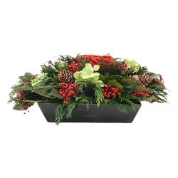 Holiday Rose Table Top Basket Wreath