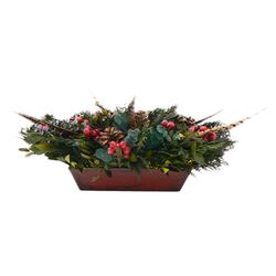 Pheasant Holiday Christmas Table Top Basket Wreath