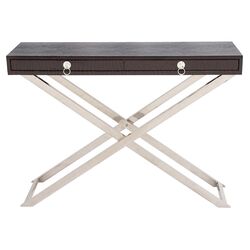 Sleek Console Table in Brown & Silver