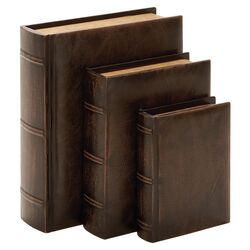 3 Piece Library Book Box Set in Brown
