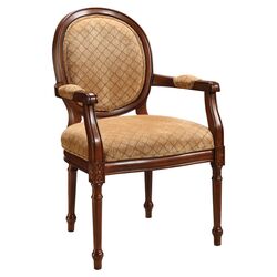 Fabric Armchair in Warm Brown & Beige