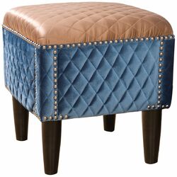 Fusion Studded Ottoman in Caramel & Blue