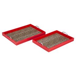 Shanghai 2 Piece Cheetah Lined Tray Set in Red