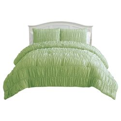Ruched Comforter Set in Green